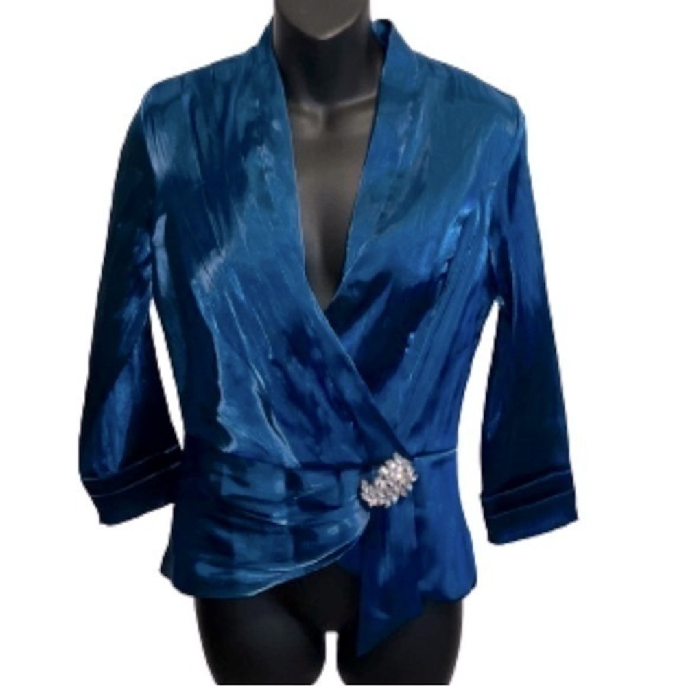 Jackie Jon New York blue 3/4 length sleeve blouse size 6